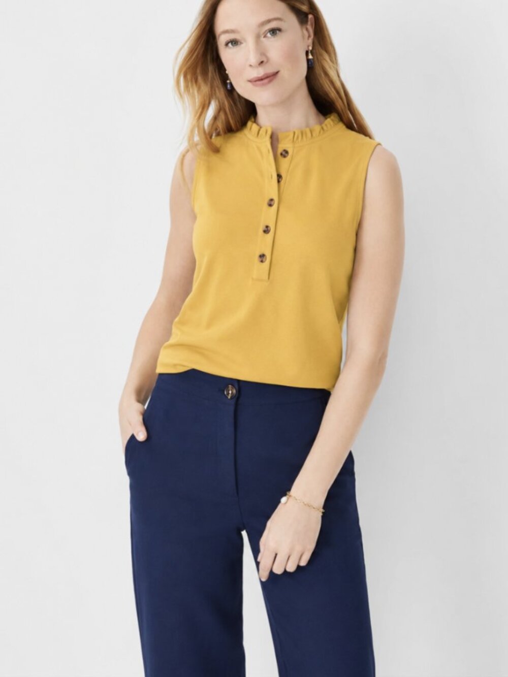 Ann Taylor Ruffle Neck Sleeveless Top – Size M – NWT